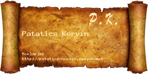 Patatics Korvin névjegykártya